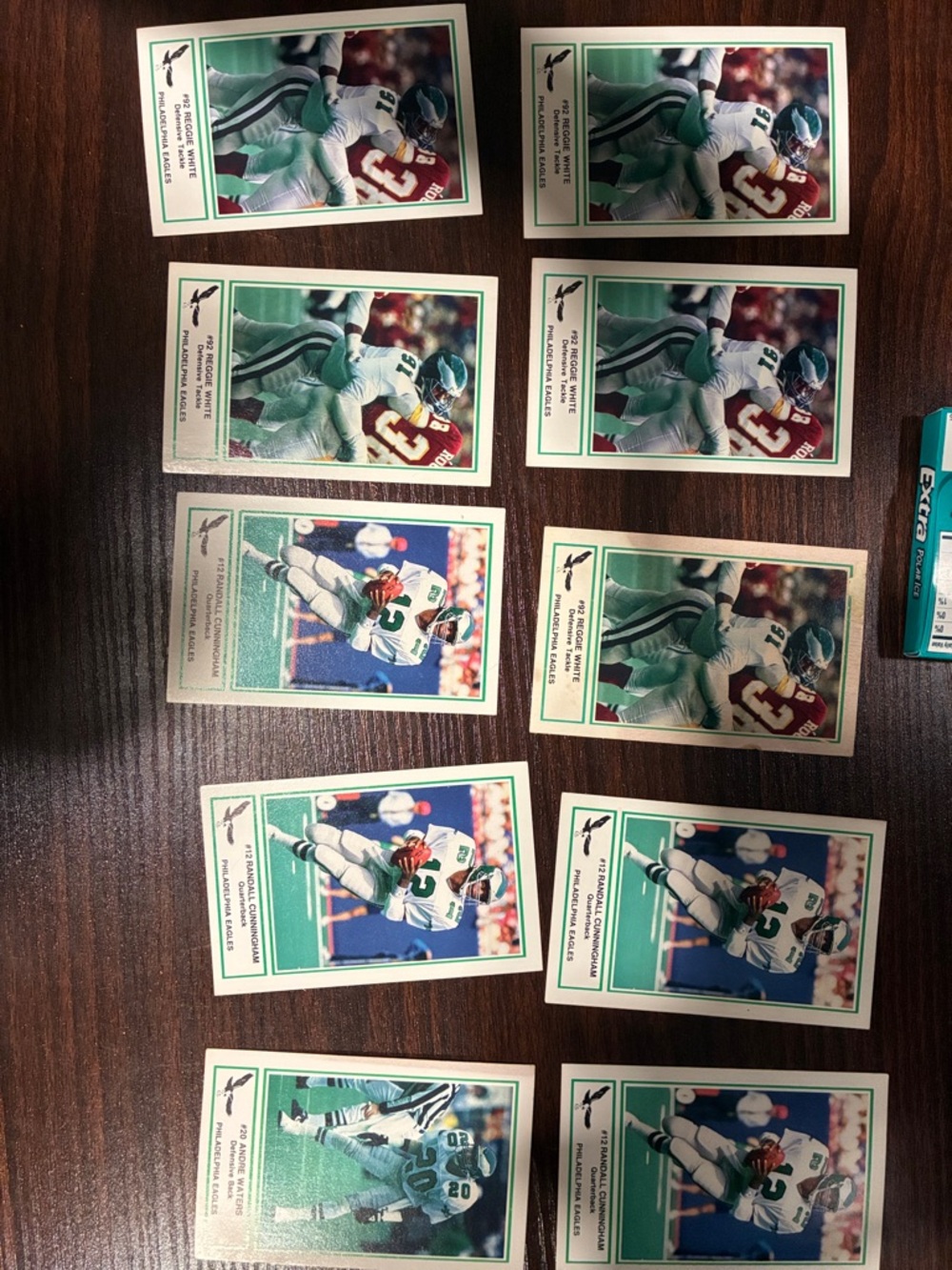 Philadelphia Eagles Reggie White+Randall Cunningham Football Trading Cards 1986